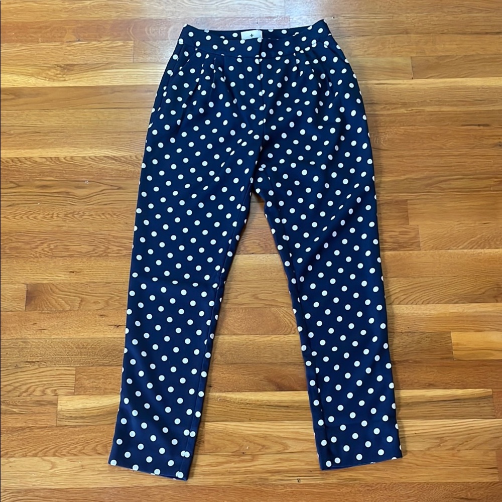Tuckernuck Navy and White Polka Dot Trousers
